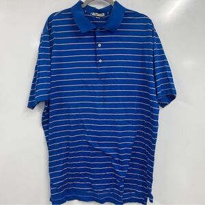 0288 Peter Millar Blue Striped golf Polo Shirt